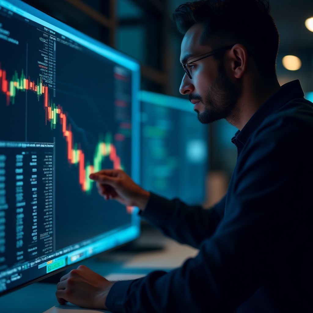 Trader analizando gráficos avanzados
